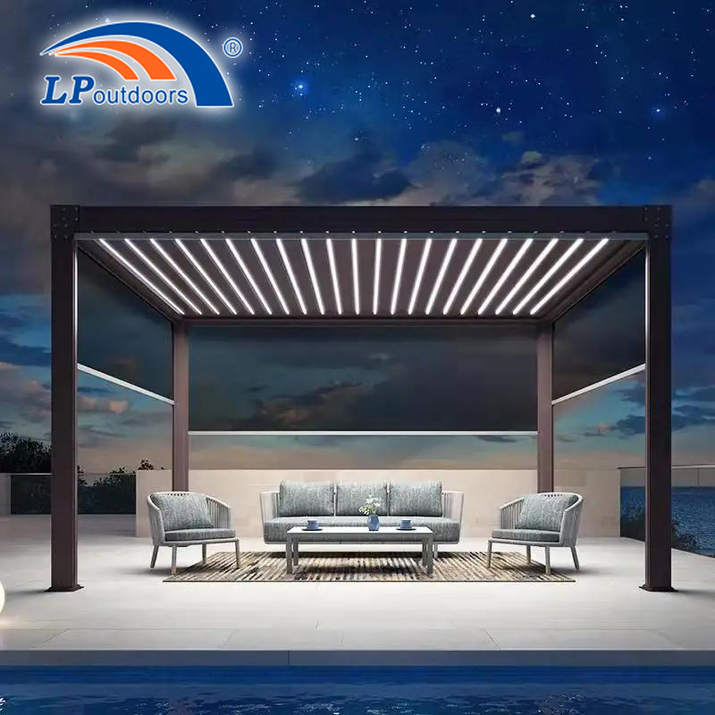 Couverture d'auvent bioclimatique au Design de luxe moderne, persienne étanche, persienne de toit, Gazebo, Pergola extérieure en aluminium