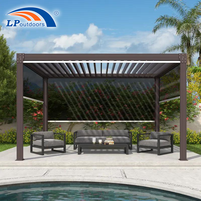 Couverture d'auvent bioclimatique au Design de luxe moderne, persienne étanche, persienne de toit, Gazebo, Pergola extérieure en aluminium