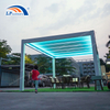 Pergola à toit rigide à persiennes extérieures en aluminium de jardin de belvédère imperméable de patio de luxe avec lumière LED RVB