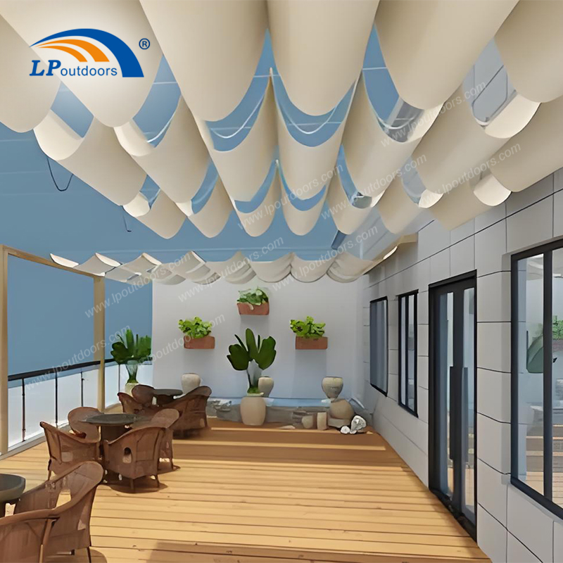 Pergola de couverture rétractable en toute sécurité moderne pour les aires de jeux pour enfants