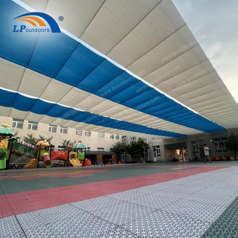 Blue-blanc rétractable Pdhe pergola