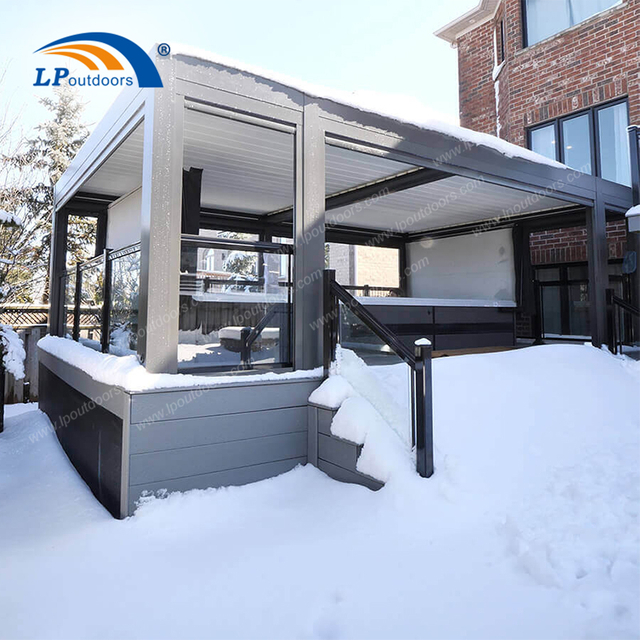 Pergola en aluminium à forte charge de neige de 6 x 8 m (20 x 26 pieds) avec système de toit résistant aux intempéries