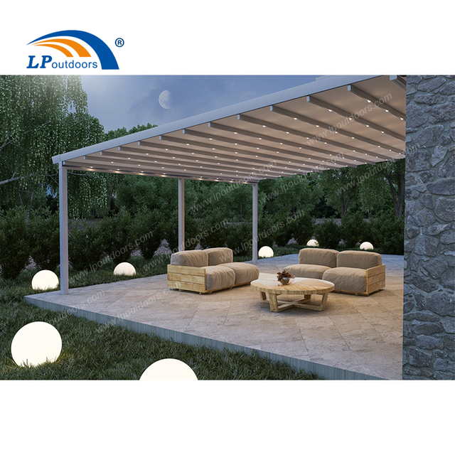 Abri de toit rétractable en aluminium pour pergola automatique toutes saisons